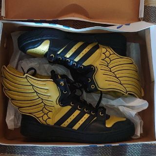 ジェレミースコット(JEREMY SCOTT)のadidas×JEREMY SCOTT WINGS 黒×金スニーカー(26cm)(スニーカー)