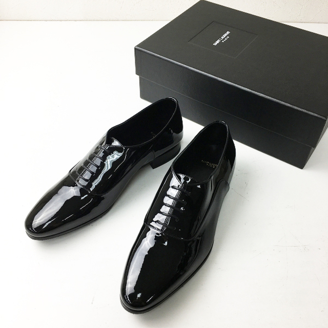 レディース新品 未使用 SAINT LAURENT PARIS サンローランパリ エナメル レースアップ ドレスシューズ 38/ブラック パテント【2400012787803】