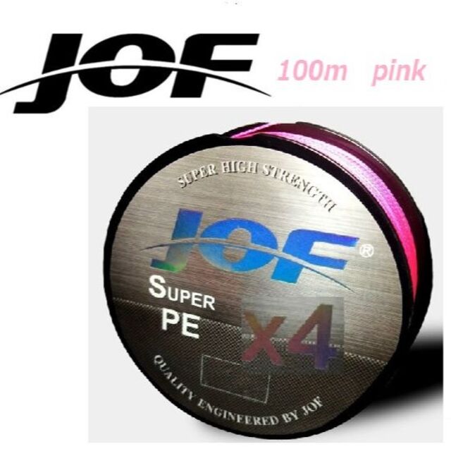 ×４　ＰＥライン（０．３号）１００ｍ　【ＪＯＦ】ピンクカラー スポーツ/アウトドアのフィッシング(釣り糸/ライン)の商品写真