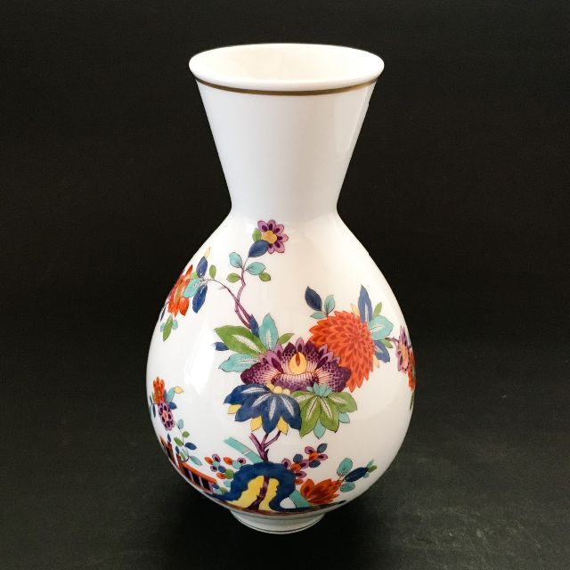 MEISSEN(マイセン)のマイセン 金彩 柿右衛門写し 色絵岩菊牡丹絵図 花瓶 高さ21cm エンタメ/ホビーの美術品/アンティーク(陶芸)の商品写真