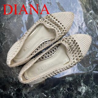 ダイアナ(DIANA)のダイアナ　メッシュフラットシューズ　23cm ホワイト(スリッポン/モカシン)