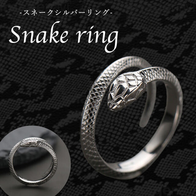 スネーク リング シルバー 金運 幸運 アクセ 白蛇 ヘビ 双頭 ウロボロス指輪 メンズのアクセサリー(リング(指輪))の商品写真