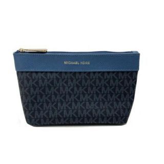 マイケルコース(Michael Kors)の【中古】マイケルコース Michael Kors ポーチ/ロゴ柄/ネイビー 【B(ポーチ)