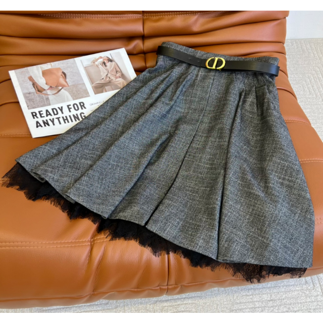 安いそれに目立つスカート【Dior】プリーツ スカート ウールツイード グレー | フリマアプリ ラクマ