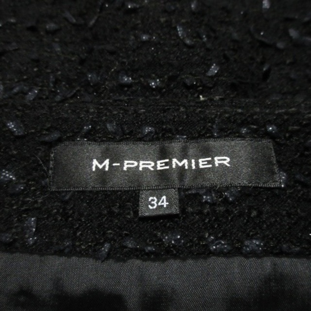 M-premier(エムプルミエ)のエムプルミエ スカート ツイード タイト ひざ丈 ウール ボーダー 34 黒 レディースのスカート(ひざ丈スカート)の商品写真