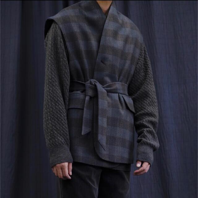 URU(ウル) WOOL CHECK BELTED VEST