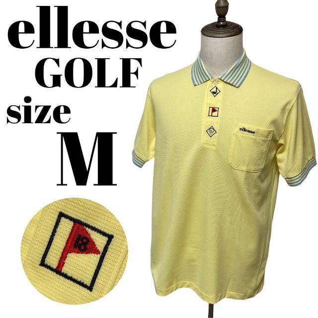 ellesse(エレッセ)の【GOLFウェア】ellesse ポロシャツ 半袖 ゴルフ ロゴ 刺繍 イエロー スポーツ/アウトドアのゴルフ(ウエア)の商品写真