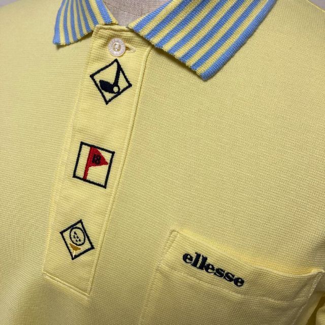 ellesse(エレッセ)の【GOLFウェア】ellesse ポロシャツ 半袖 ゴルフ ロゴ 刺繍 イエロー スポーツ/アウトドアのゴルフ(ウエア)の商品写真