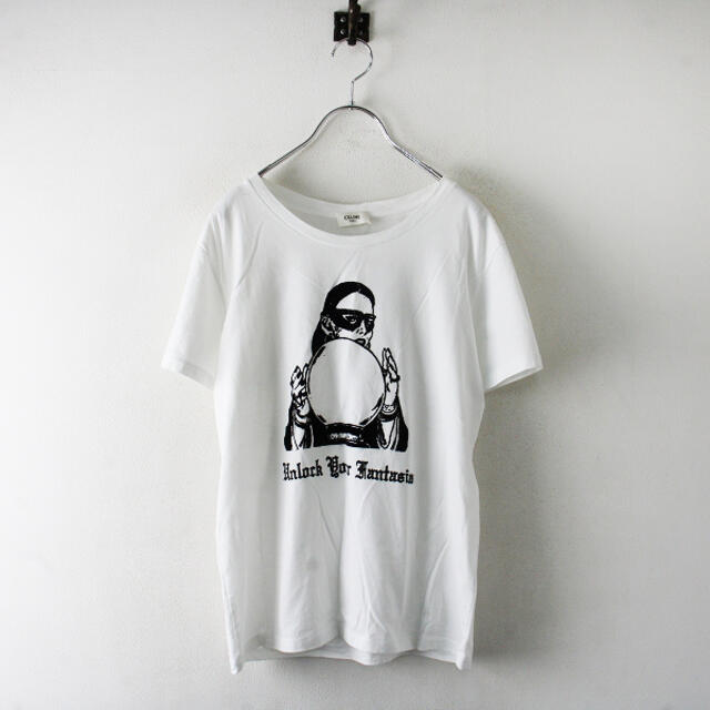 28%割引 国産 celine - CELINE セリーヌ 2X314008G FLOCK LADY WITH 売筋 セリーヌ tシャツ Lサイズ CELINE ブラック ほぼ新品 Tシャツ/カットソー(半袖/袖なし)