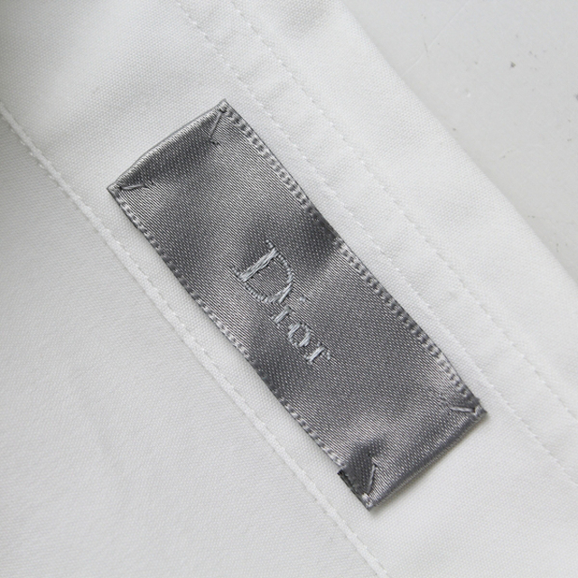 メンズ 2018SS Dior Homme ディオールオム Atelier Shirt アトリエテープロゴライン 長袖シャツ 38/ホワイト トップス【2400012889804】