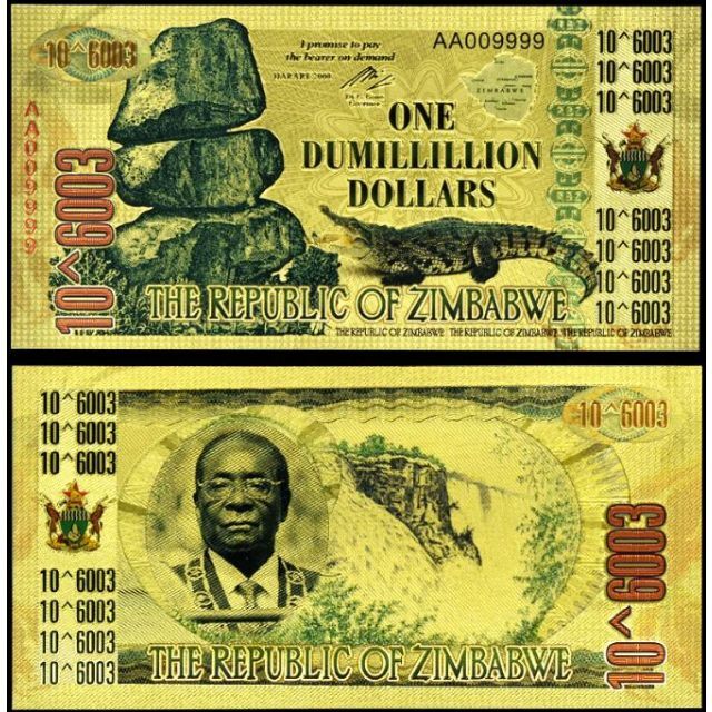 ジンバブエ 無量大数 紙幣 1枚 ハイパーインフレ DUMILLILIIONの通販