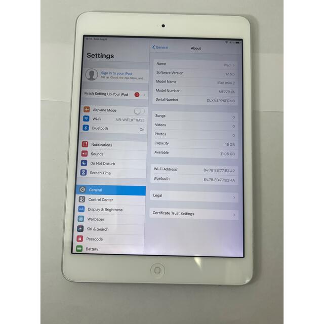 ジャンク扱いiPad mini 2世代A1489 Wi-Fi版16GB シルバー