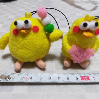 ポインコ(ポインコ)のドコモ ポインコ 兄弟 ぬいぐるみ ストラップ お花見 2個セット(ノベルティグッズ)