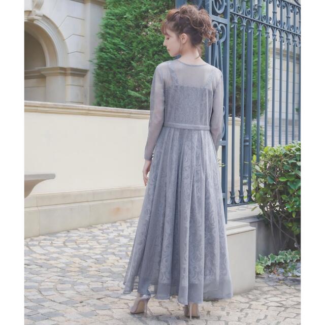 美品❤️GIRL etoll. 幾何学チュールジャガードワンピースドレス 結婚