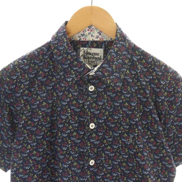ヴィヴィアンウエストウッドマン 18SS オーブ シャツ 44 S ピンク 紺
