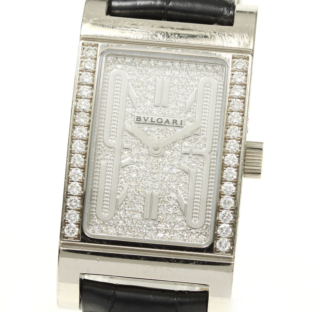 【BVLGARI】ブルガリ レッタンゴロ K18WG ダイヤ文字盤 RTW39G クォーツ レディース_689533  【232】【ev15】