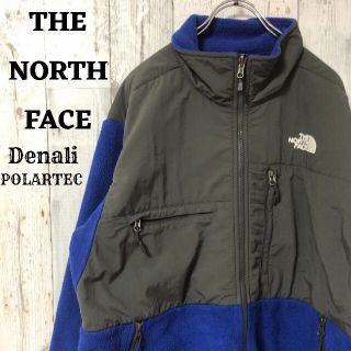 ザノースフェイス(THE NORTH FACE)のUS規格ノースフェイスデナリジャケット2L黒ブラック青ブルー刺繍ロゴ古着(ブルゾン)