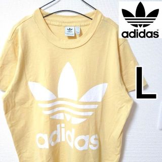 アディダス(adidas)のadidas サンドベージュ 半袖Tシャツ ビッグロゴ アディダス メンズ L(Tシャツ/カットソー(半袖/袖なし))