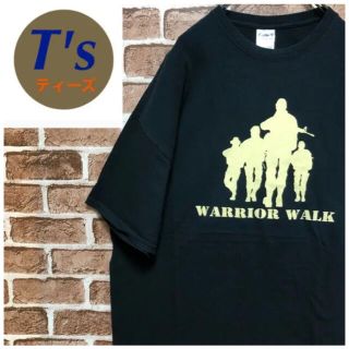 アメリカ輸入 WARRIOR 戦士プリント ブラック 半袖Tシャツ 3XLサイズ(Tシャツ/カットソー(半袖/袖なし))