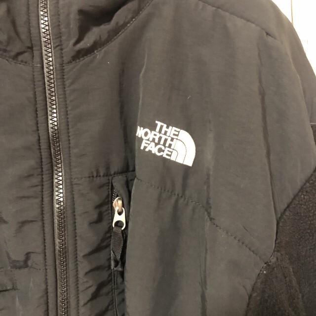 美品US規格ノースフェイスデナリジャケットパーカー刺繍ロゴ黒ブラックポーラテック