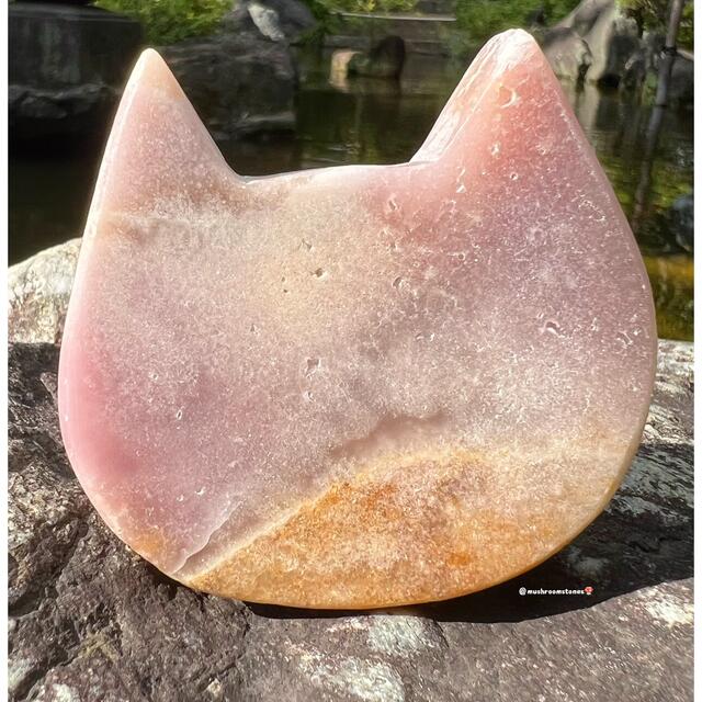 ピンクアメジスト　猫ちゃん　アメジストアゲート　ラベンダーカラー　水晶　アゲート