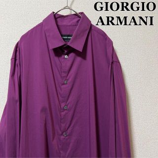 ジョルジオアルマーニ(Giorgio Armani)のジョルジオアルマーニ レギュラーカラーシャツ パープル 無地 イタリア製 黒タグ(シャツ)