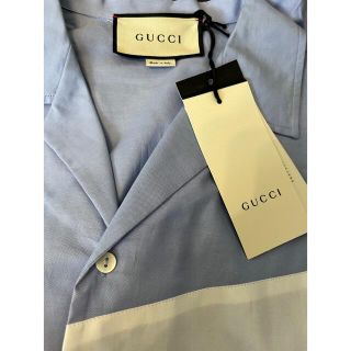 Gucci - GUCCI グッチ メンズ オープンカラー シャツ 半袖 ロゴ