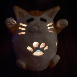 猫 置物 ランプシェード キャンドルホルダー(アロマ/キャンドル)