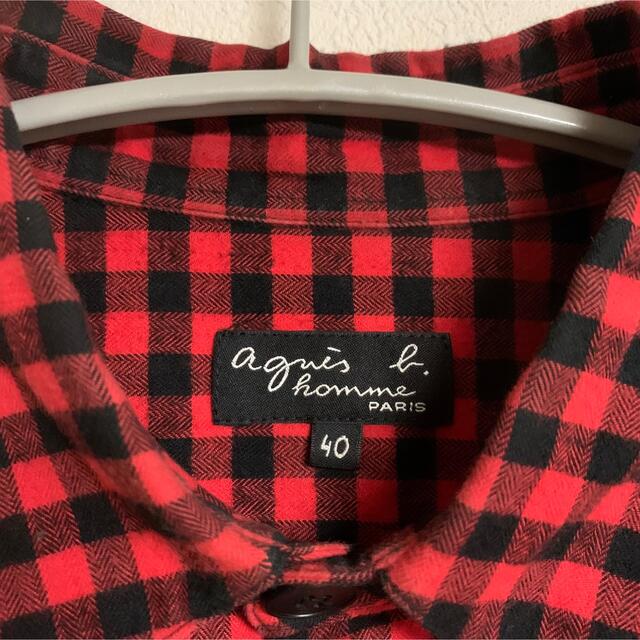 agnes b.(アニエスベー)の【美品】agnes b. アニエスベー　ダブルフロントポケット　シャツ　ロゴ　赤 メンズのトップス(シャツ)の商品写真