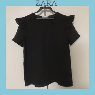 ザラ(ZARA)のZARA ザラ　ブラック　フリル　トップス(シャツ/ブラウス(半袖/袖なし))