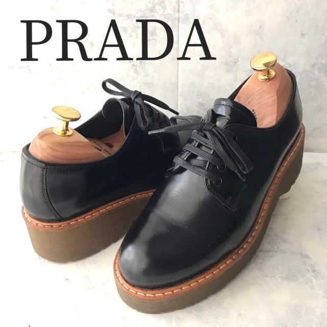 PRADA プラダ 厚底 オックスフォードシューズ プレーントゥ 35.5-