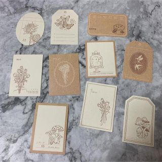 BUNNY海外文具　かわいい凸版印刷ラベル　タグ風素材紙10枚セット②兎(ノート/メモ帳/ふせん)