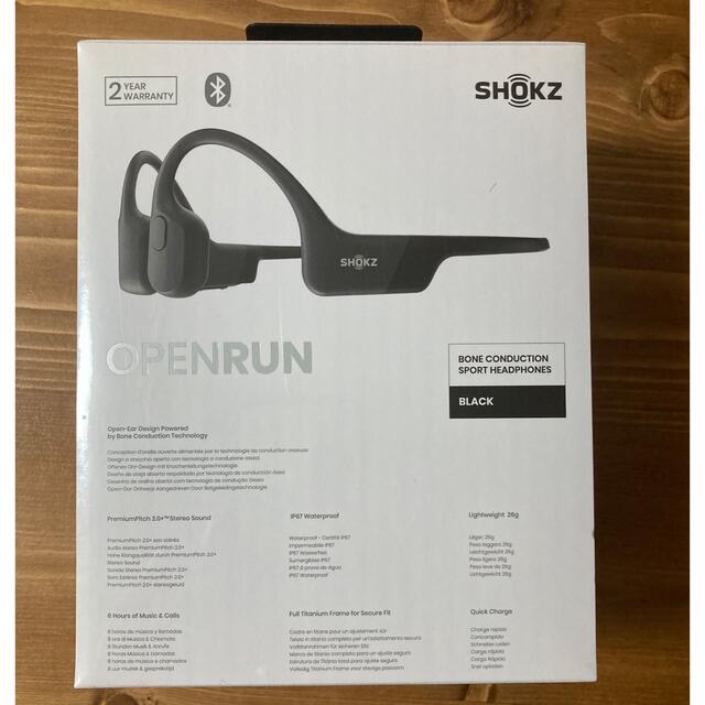 新品未使用　SHOKZ 骨伝導イヤホン OPENRUN BLACK スマホ/家電/カメラのオーディオ機器(ヘッドフォン/イヤフォン)の商品写真