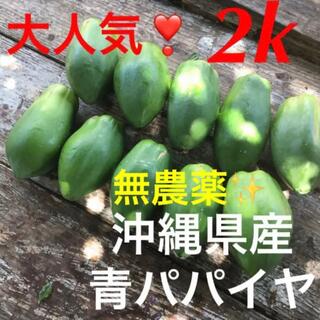 0809②大人気❣️無農薬✨沖縄産青パパイヤ✨2k分✅(野菜)