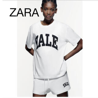ザラ(ZARA)のZARA エール™️ ユニバーシティ Tシャツ ホワイト L 新品 YALE (Tシャツ(半袖/袖なし))