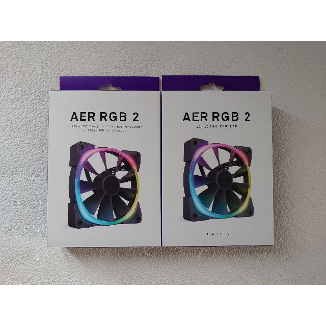 2個 NZXT AER RGB 2 120mm ファン