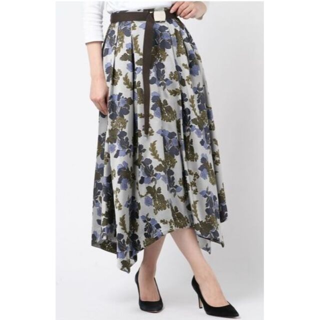 引越!AMERI vintage ロングフレアスカート 総柄花柄ブルーベリー柄