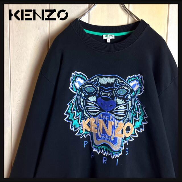 KENZO タイガービッグロゴ刺繍 スウェット トレーナー 黒 - スウェット