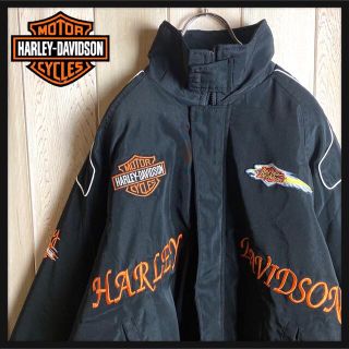 ハーレーダビッドソン(Harley Davidson)の【希少XLサイズ】ハーレーダビットソン☆両面刺繍ロゴ入り中綿ジャケット 入手困難(ブルゾン)