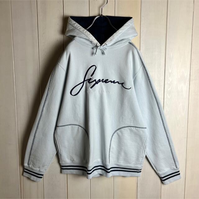 シュプリーム 筆記体 センター刺繍ロゴ最高デザインパーカー美品 割引特注品 【90s NIKE】希少 筆記体 センターロゴ くすみカラー L パーカー パーカー