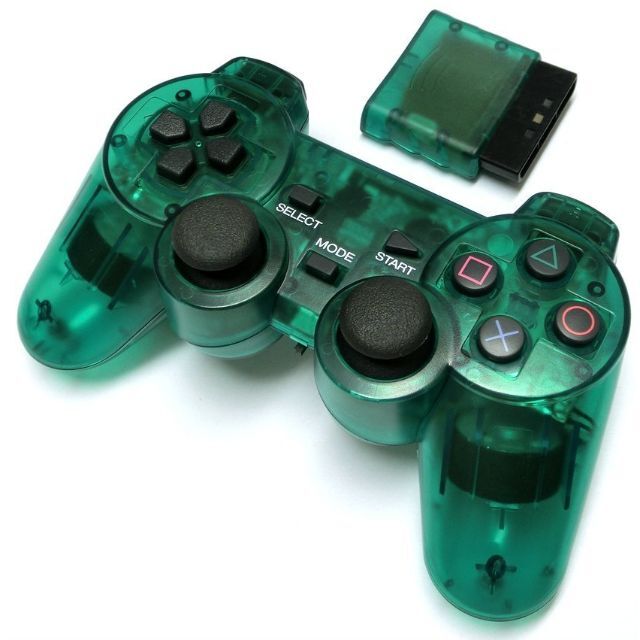 PlayStation2(プレイステーション2)のPS2 ワイヤレスコントローラー(クリアグリーン) エンタメ/ホビーのゲームソフト/ゲーム機本体(その他)の商品写真