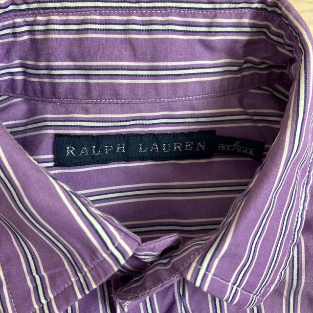 POLO RALPH LAUREN(ポロラルフローレン)のラルフローレン 半袖ストライプシャツ　パープル レディースのトップス(シャツ/ブラウス(半袖/袖なし))の商品写真