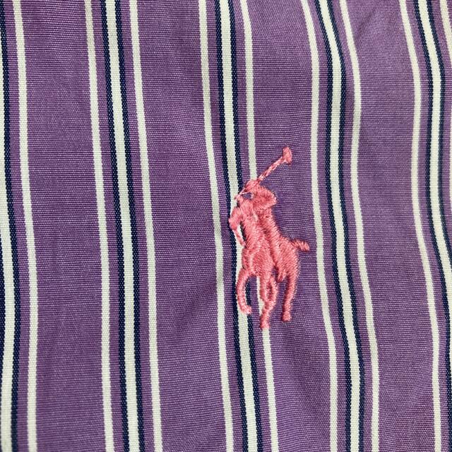 POLO RALPH LAUREN(ポロラルフローレン)のラルフローレン 半袖ストライプシャツ　パープル レディースのトップス(シャツ/ブラウス(半袖/袖なし))の商品写真