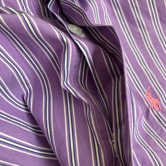 POLO RALPH LAUREN(ポロラルフローレン)のラルフローレン 半袖ストライプシャツ　パープル レディースのトップス(シャツ/ブラウス(半袖/袖なし))の商品写真