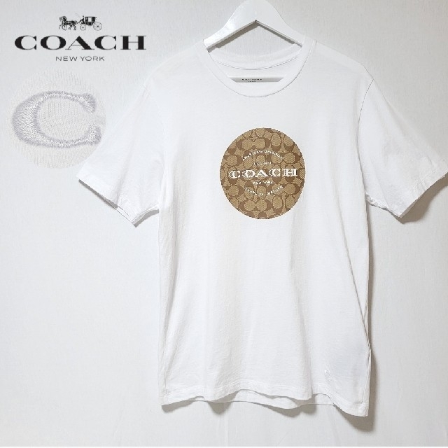 美品】COACH コーチ Tシャツ 半袖 シグネチャー 花柄 白 Mサイズ相当