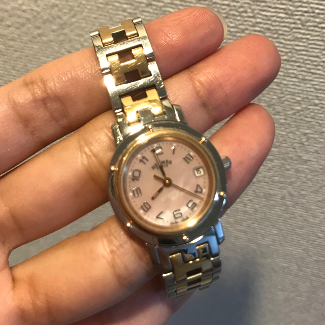 ピンクシェ Hermes - エルメス クリッパー 腕時計 ピンクシェルの通販 