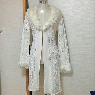 ファー付きロングカーディガン 美品(カーディガン)