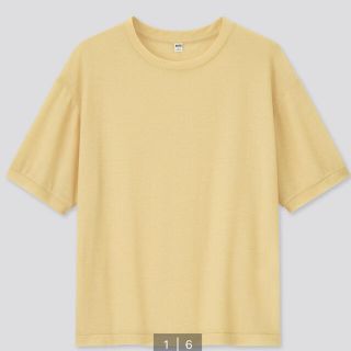 ユニクロ(UNIQLO)のユニクロ シアークルーネックT イエロー XSサイズ  (Tシャツ(半袖/袖なし))