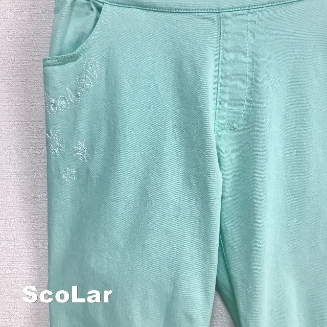 ScoLar(スカラー)の【ScoLar】スカラー ビタミンカラー 刺繍柄 ストレッチパンツ レディースのパンツ(カジュアルパンツ)の商品写真