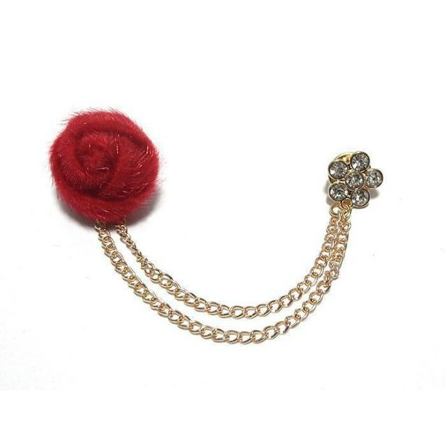 ラペルピン★ピンズ★チェーン　薔薇　花　フラワー　赤　レッド　pin-0479 メンズのアクセサリー(その他)の商品写真